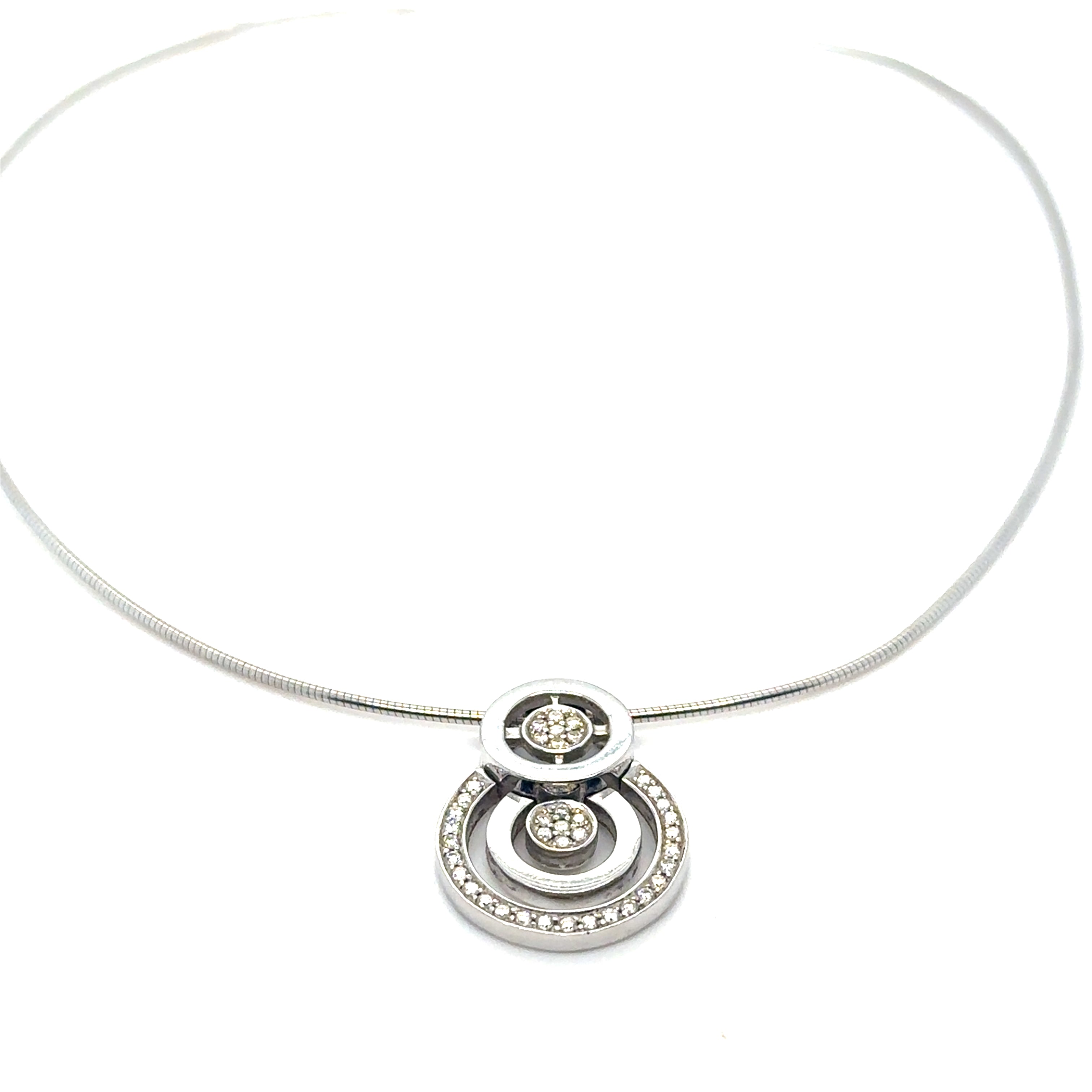 Collier or blanc 18K avec diamants Occasion Seconde Main Bijou