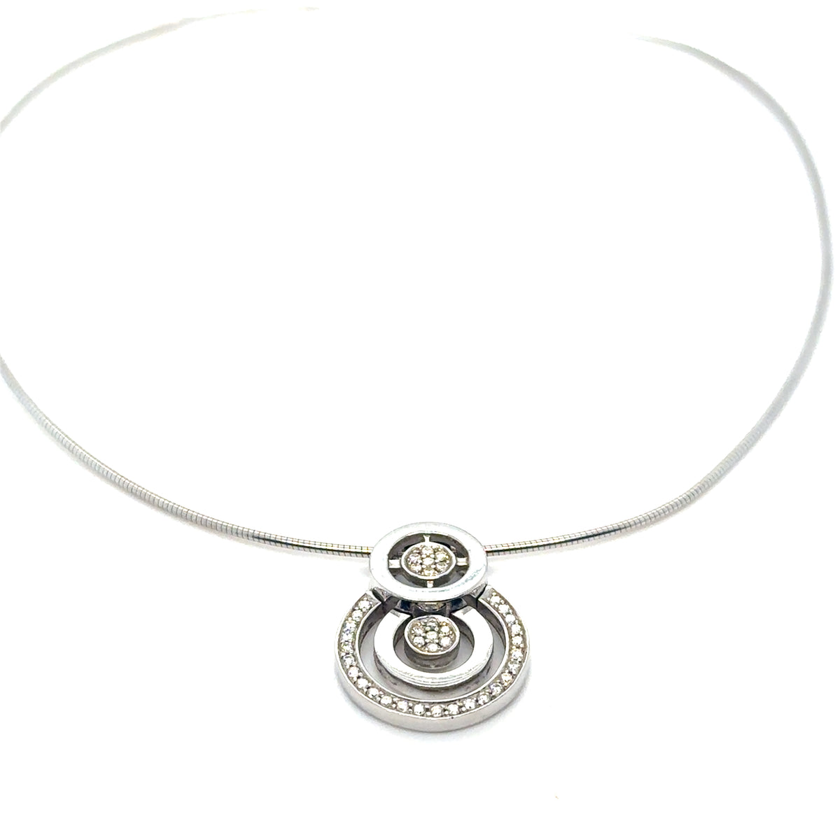 Collier or blanc 18K avec diamants Occasion Seconde Main Bijou