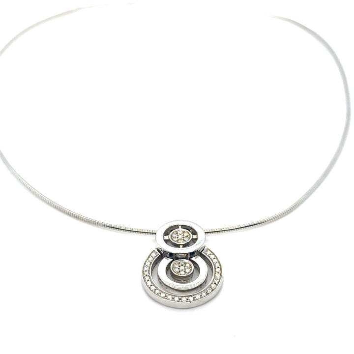 Collier or blanc 18K avec diamants Occasion Seconde Main Bijou