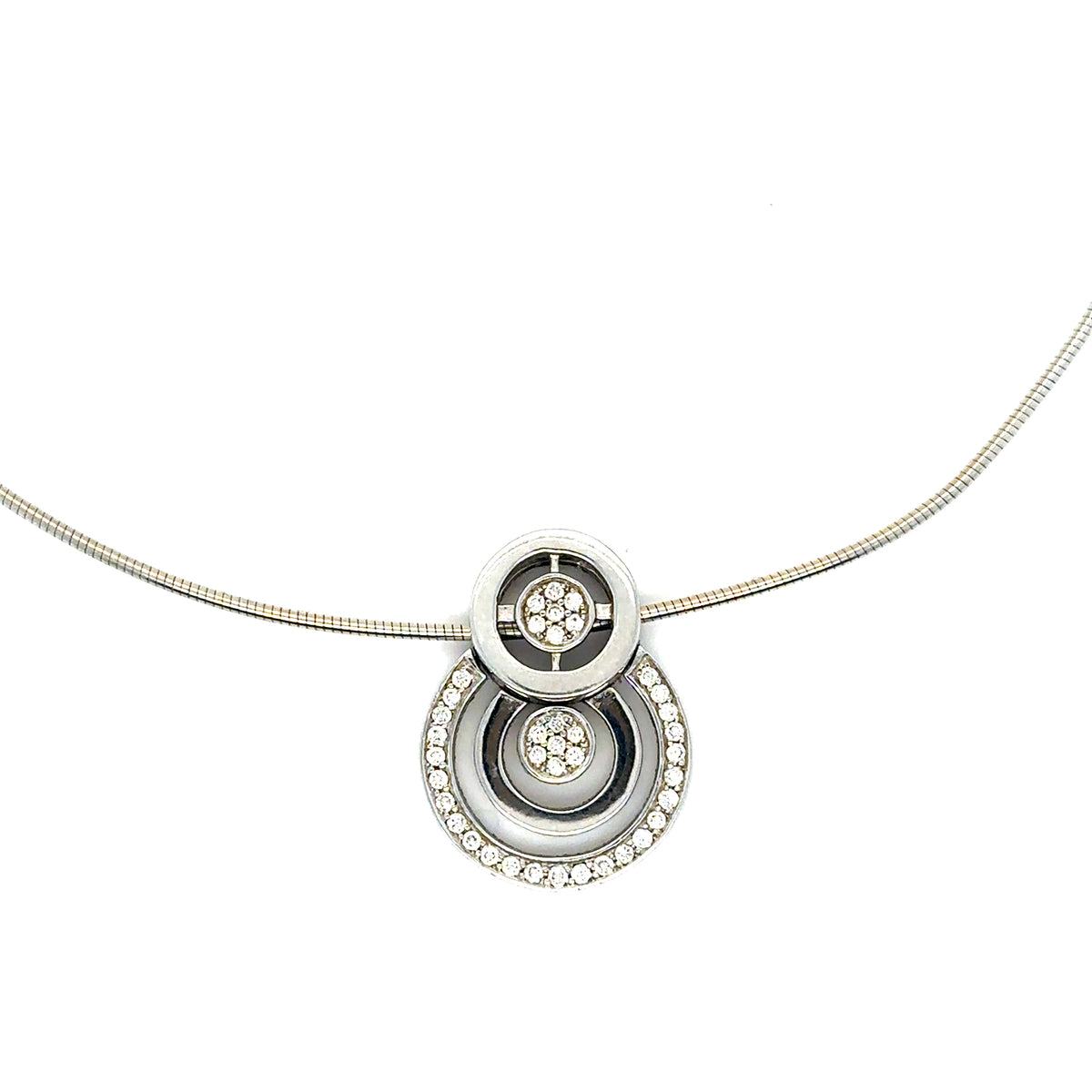 Collier or blanc 18K avec diamants Occasion Seconde Main Bijou
