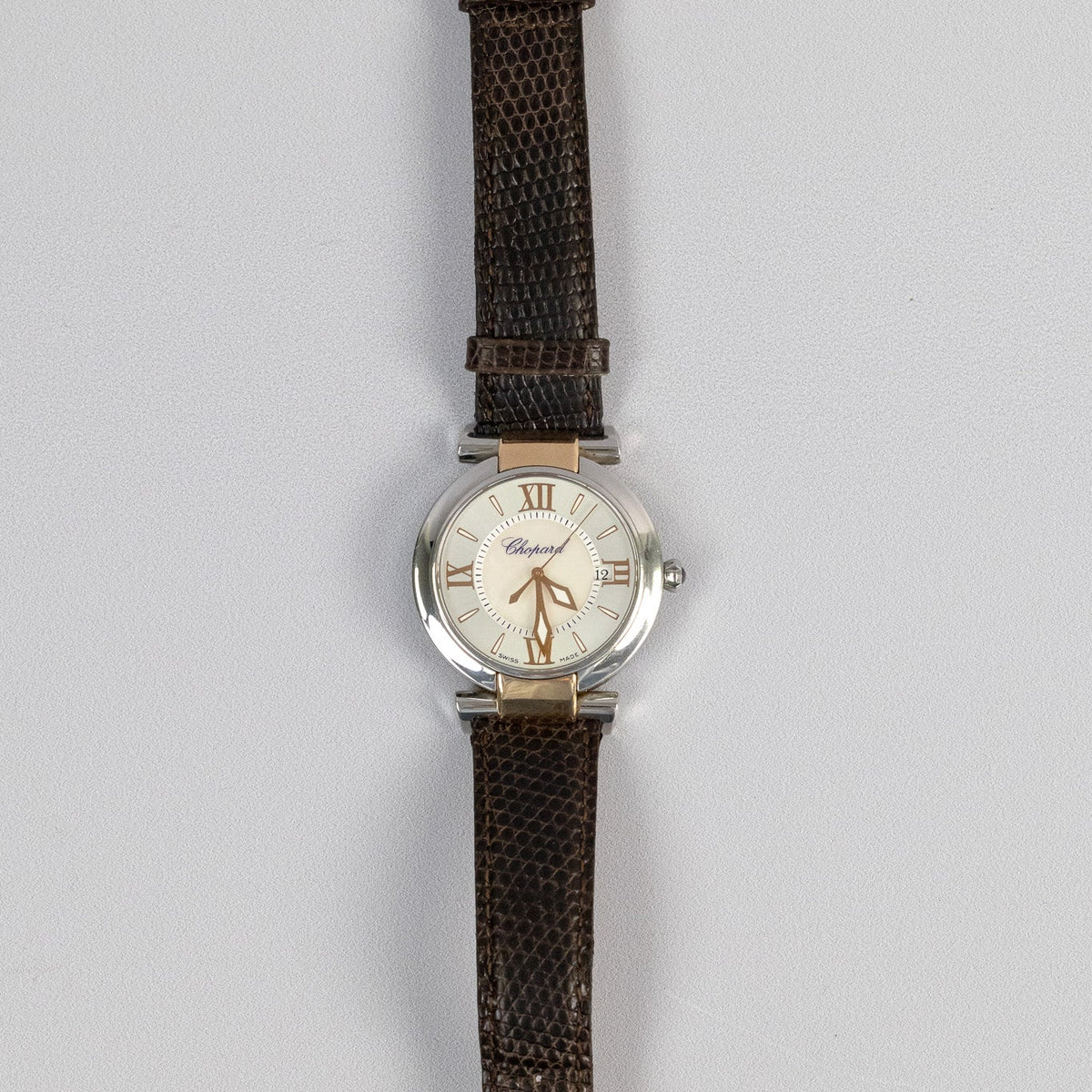 Montre Chopard Impériale acier et or rose présentée dans son écrin Mikaelian