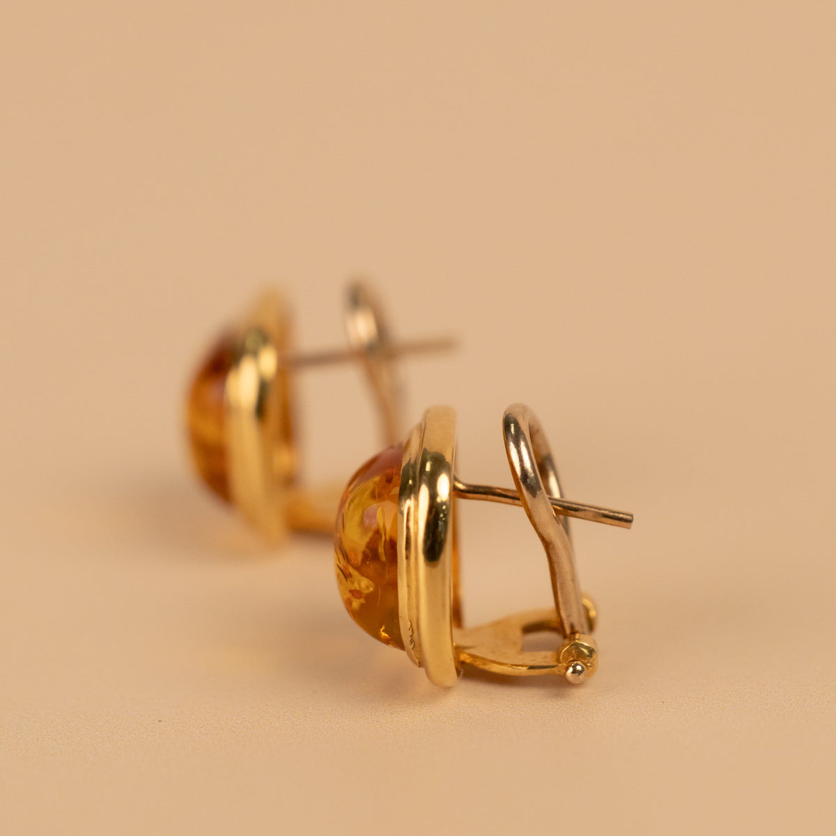 Boucles d'oreilles vintage ambre - Or jaune 18 carats