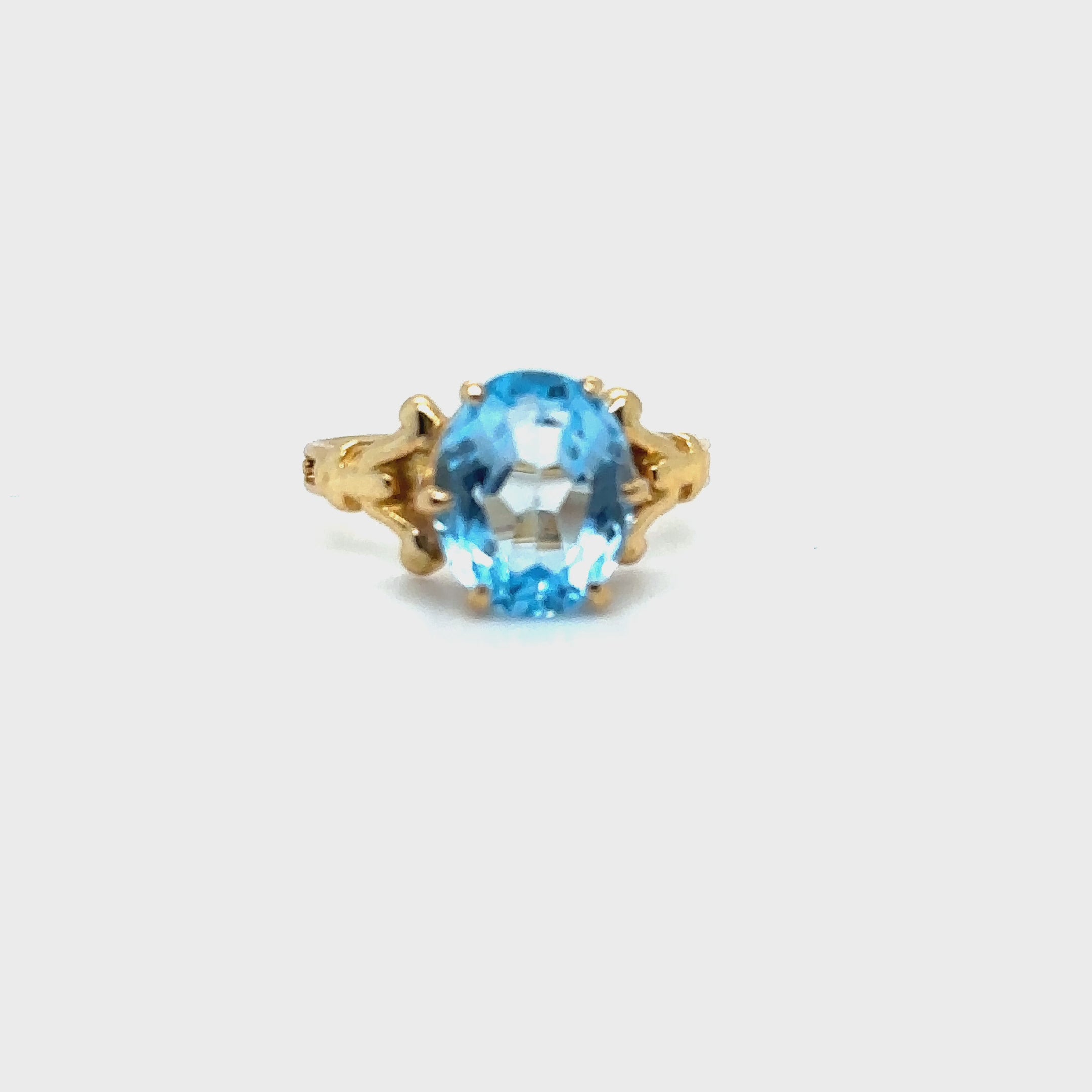 Bague or jaune 18K sertie d'une aigue-marine Occasion Seconde Main