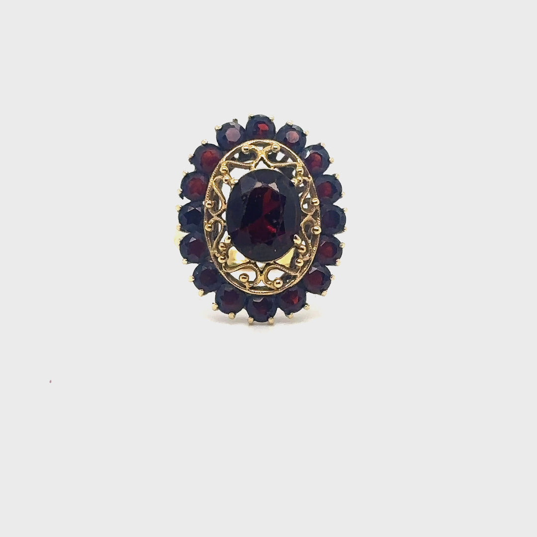 Bague vintage grenat or jaune 18K Occasion Seconde Main Luxe Femme