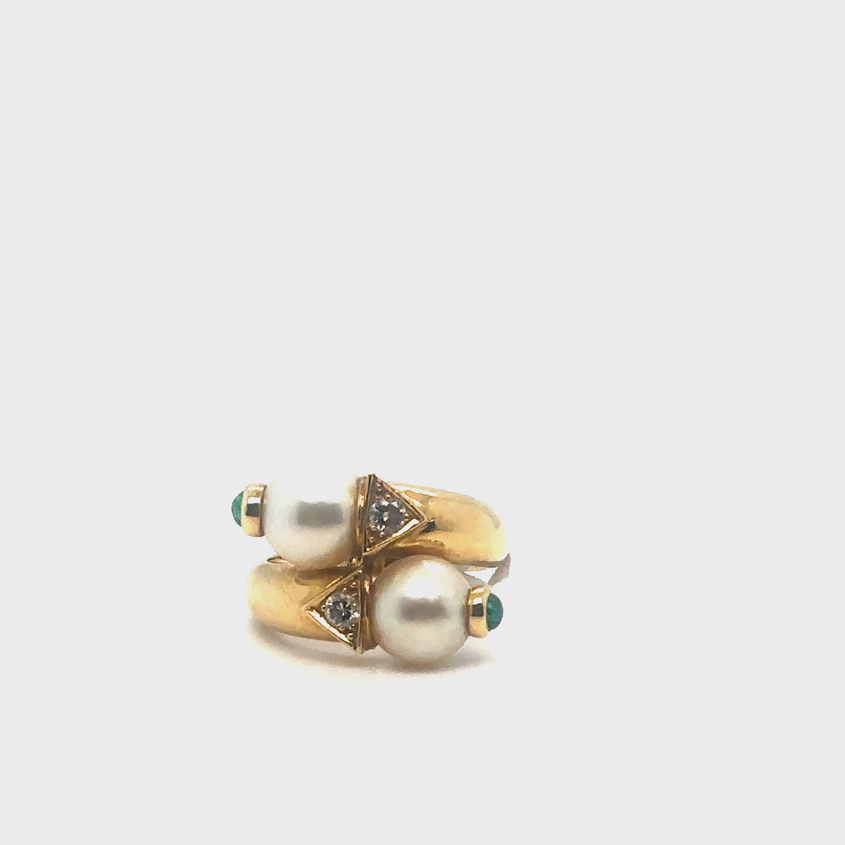 Load video: Bague vintage Toi &amp; Moi avec perles et diamants Occasion Seconde Main