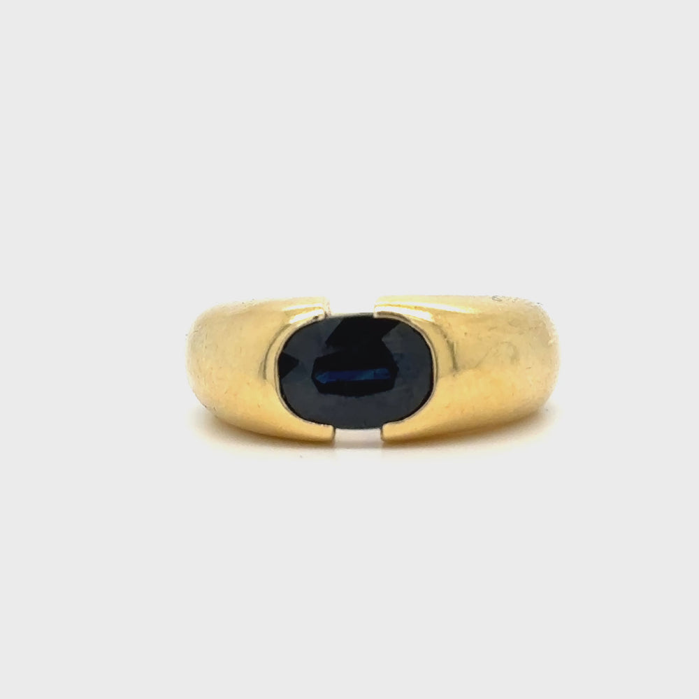 Bague en Or Jaune et Saphir Bleu