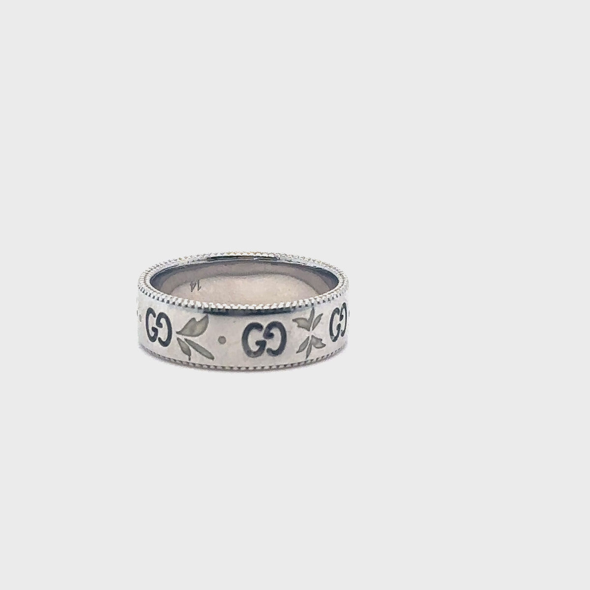Charger la vidéo : Bague signé GUCCI or blanc 18K Occasion Seconde Main Bijou Femme