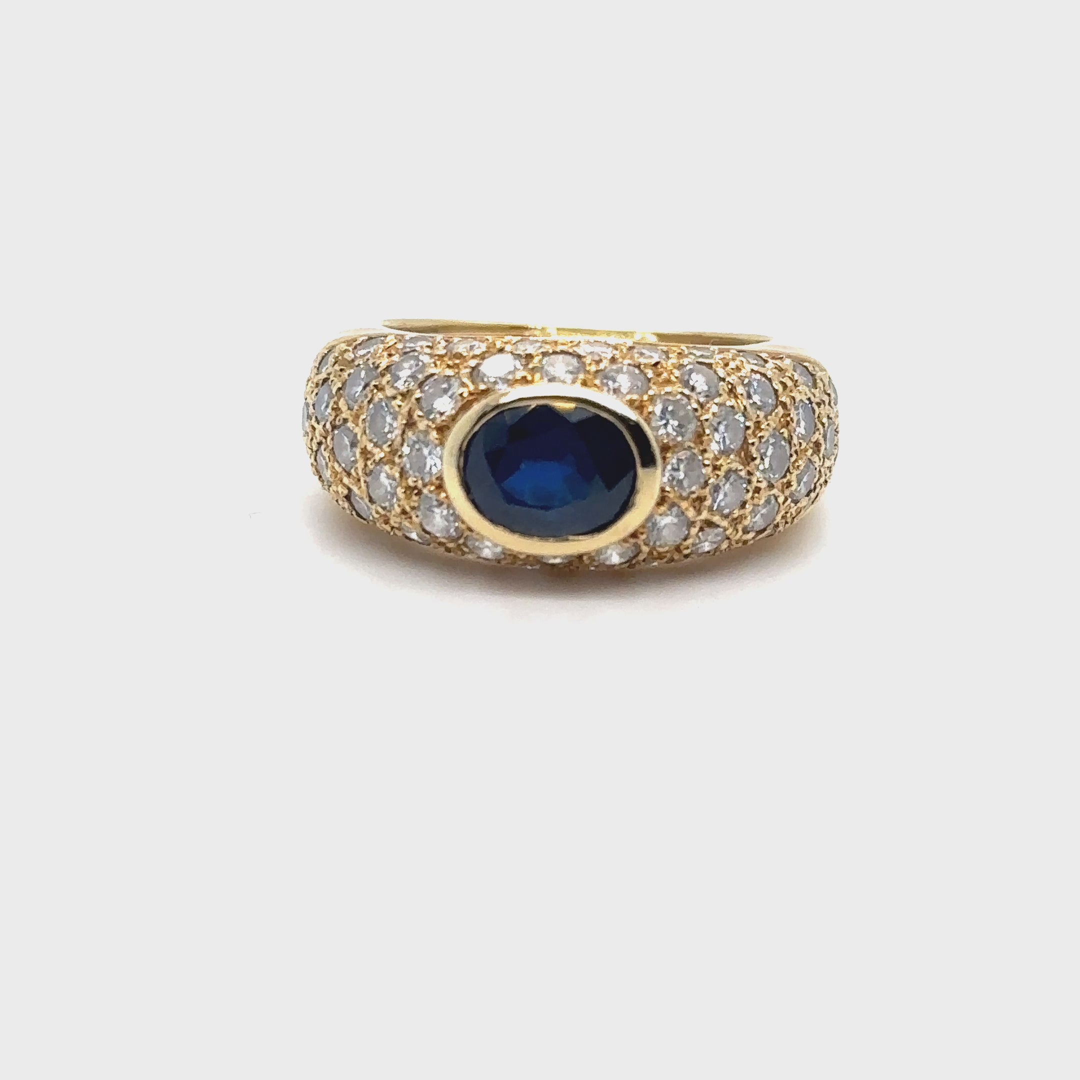 Bague jonc saphir et diamants Vintage Occasion Seconde Main Bijou