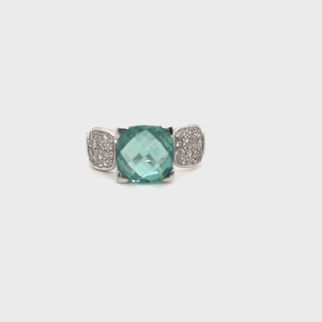 Bague sertie d'un topaze bleu clair années 2000 Occasion Seconde Main