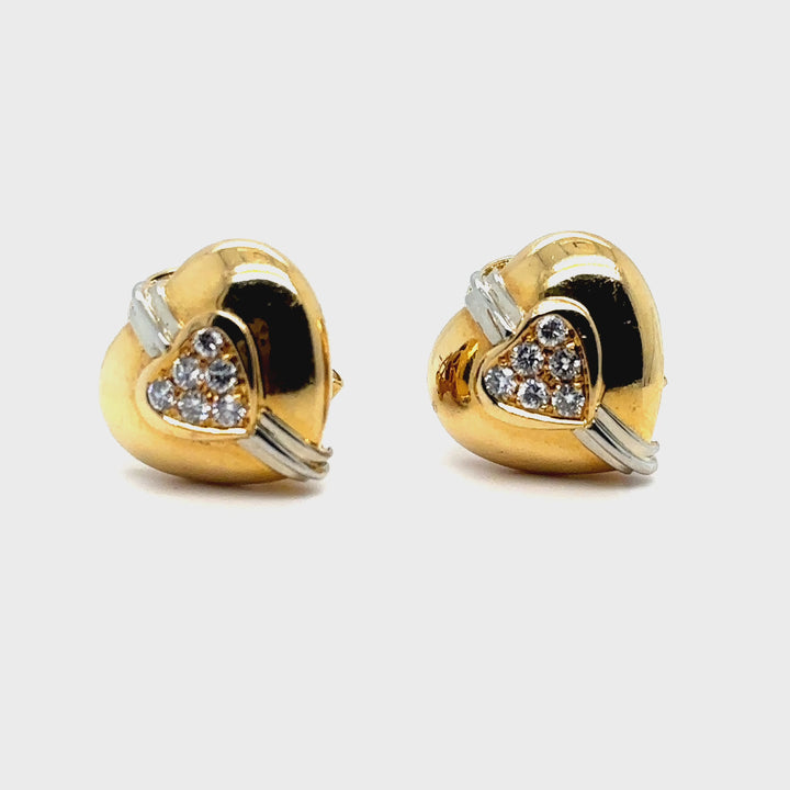 Boucles d'oreilles cœur or jaune 18K Occasion Seconde Main Luxe Femme