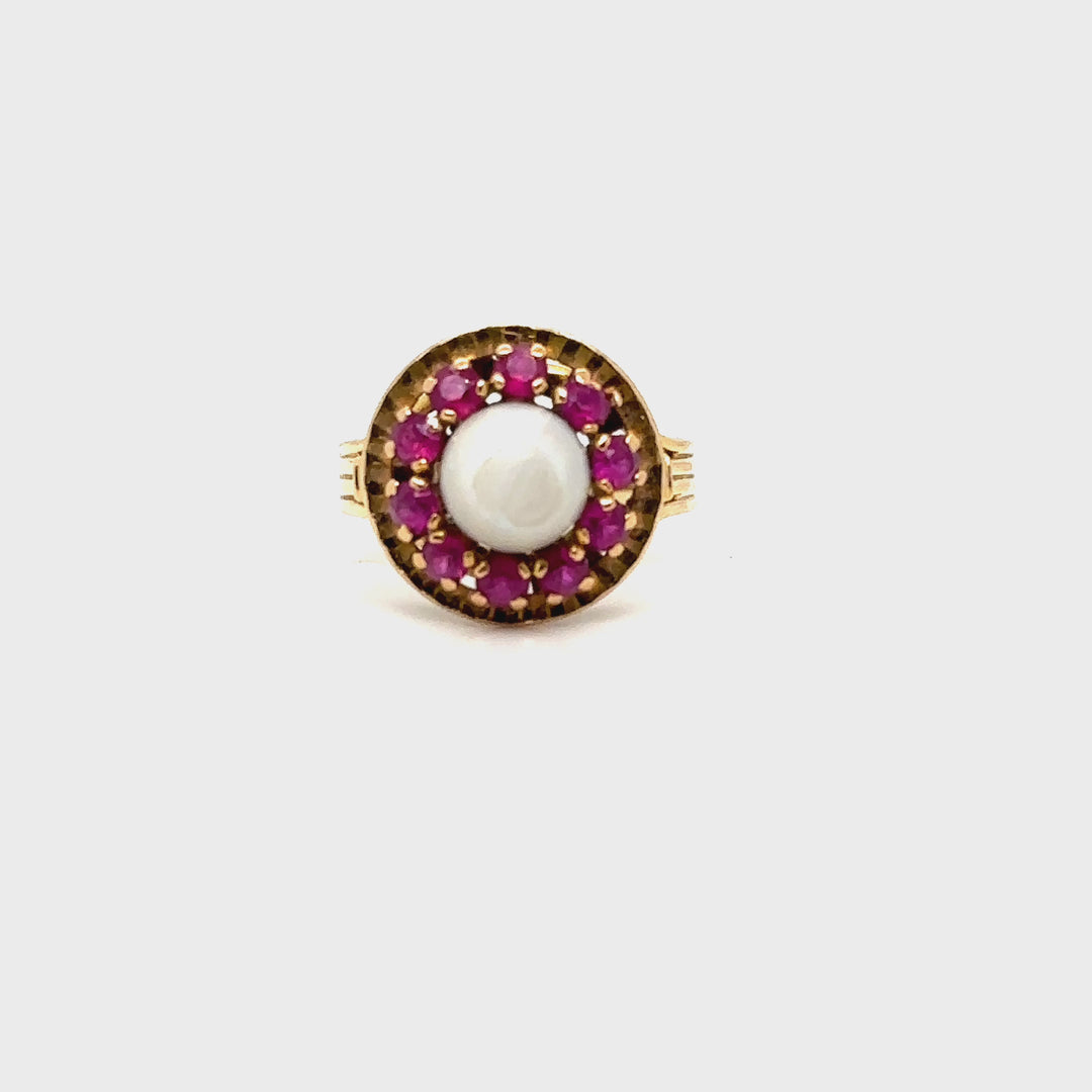Bague perle et rubis vintage Occasion Seconde Main Bijou Luxe