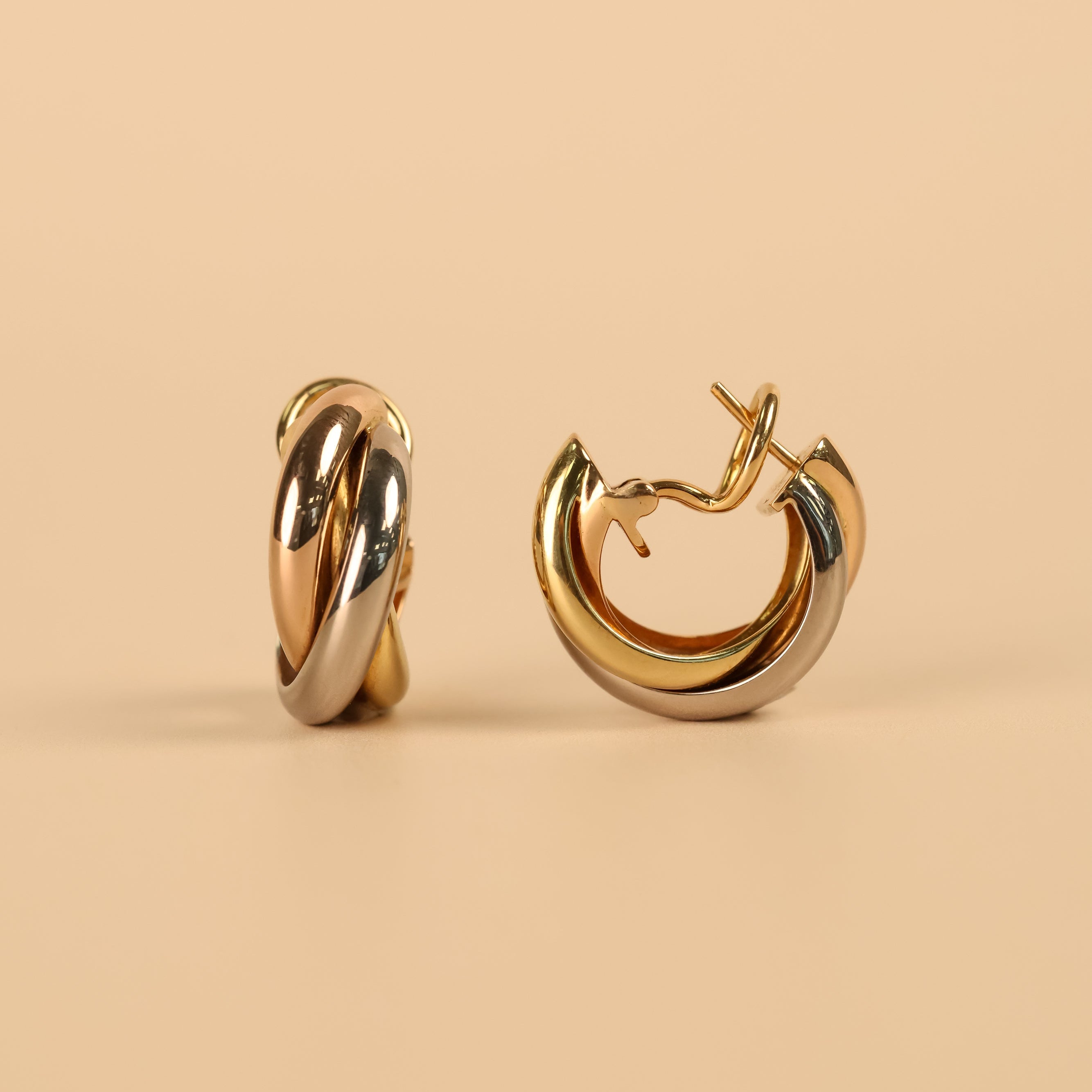 Boucles d'oreilles Cartier Trinity - Créoles trois ors