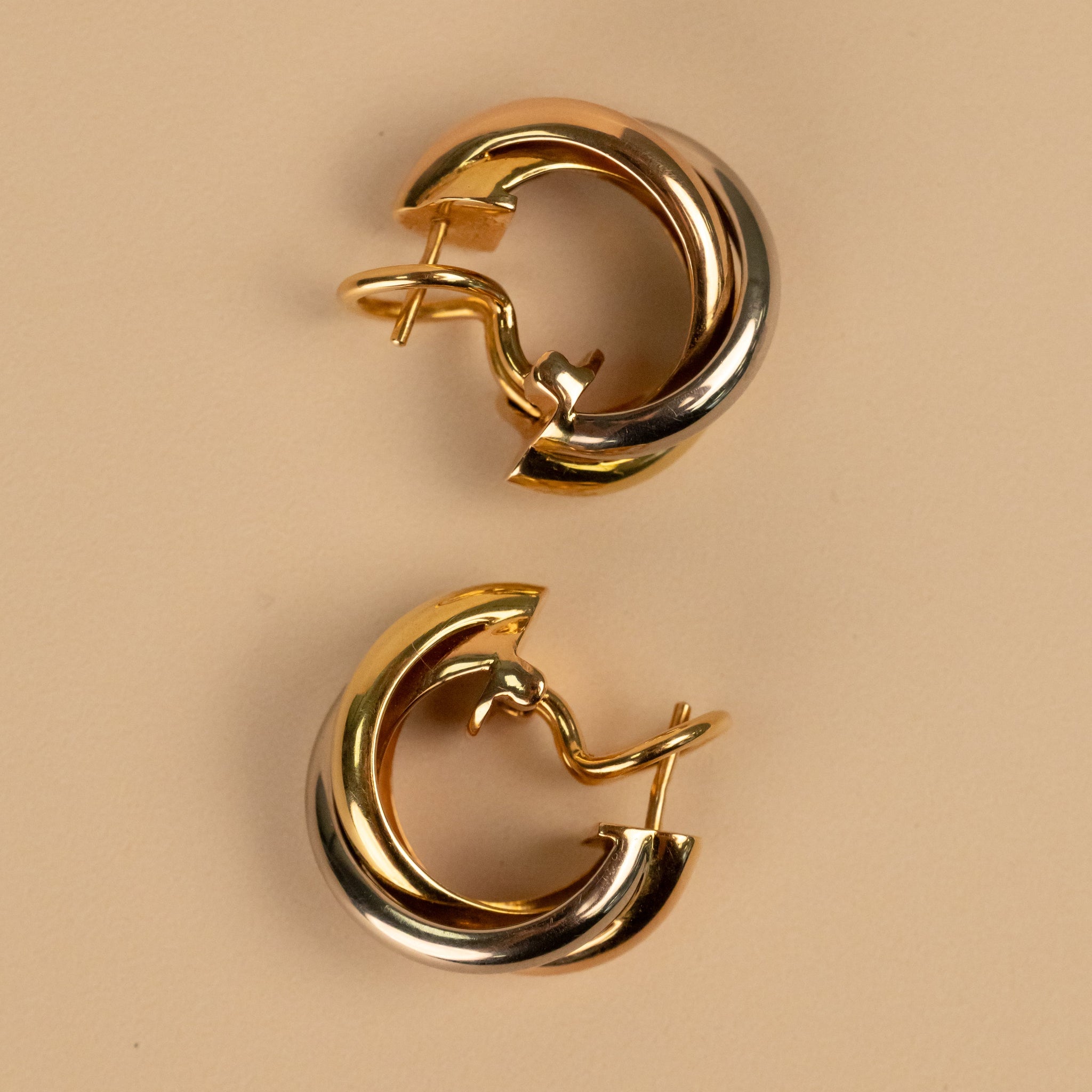 Boucles d'oreilles Cartier Trinity - Créoles trois ors